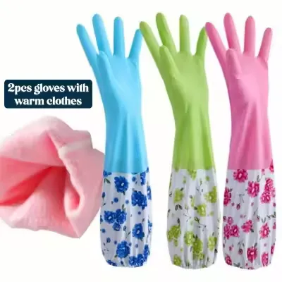 2%20Pcs%20Hand%20Gloves%20Best%20Quality%20Silicone%20Dish%20Washing%20Kitchen/Garden%20Hand%20Gloves%20-%20Multicolor%20-%20Image%203