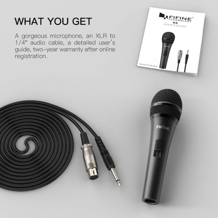 Fifine%20Dynamic%201/4''%20Connection%20Vocal%20Microphone%20for%20Speaker%20Family%20Karaoke%20Small%20stage%20with%20On/Off%20Switch%20k6%20-%20Image%206