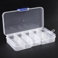 2X 10 Compartment Plastic Storage Box Transparent for Pearl Pin Jewelry Tools Small Accessories. 