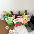 Oil painting style handbag cute print shoulder bag outdoor portable hand bag cartoon student canvas bag wholesale.