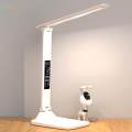 Table Lamp LED Desk Lamp with Clock Date Temperature Adjustable Eye Protection Touch Control Reading Lamp for Living Room Bedroom Study Home , Plug in. 
