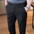 2022 Men Striped Suit Pants Ankle Trousers New Men's Formal Pants High Quality Business Fashion Casual Msn Clothing Dress Pants. 