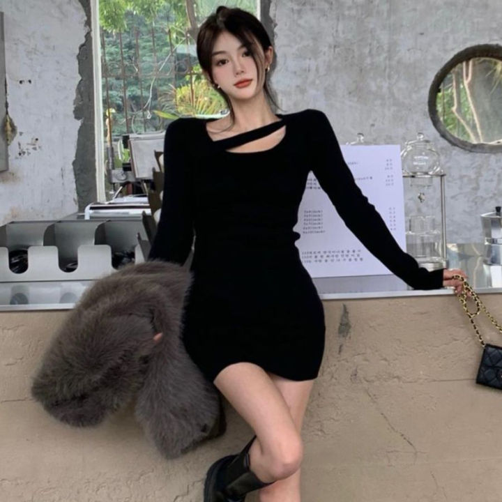 IELGY fashion hot girl style tight black slim fit bag hip short dress for 