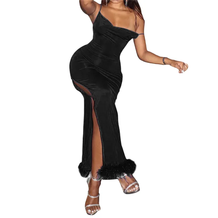 Women's%20Bodycon%20Long%20Dress,%20Sleeveless%20Spaghetti%20Strap%20Cowl%20Neck%20Side%20Split%20Party%20Dress%20-%20Image%207