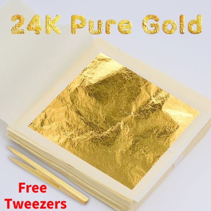 2023NWE 24K 10Pcs Gold Leaf Edible Gold Foil Sheets For DIY Cake Decoration Arts Crafts Gilding Design Paper Gift Wrapping Scrapbooking
