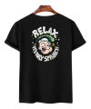 Pappy Relax Age's 20 Men's premium quality breathable  Dtf Half Sleeve round crew neck Black  organic regular fit shrink proof dtf graphic cotton T-shirt (Customizable). 