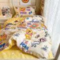 Kawaii Disney Losto Stitch Four-Piece Set Brushed Washed Cotton Single Double Duvet Cover Dormitory Bed Sheet Three-Piece Set. 