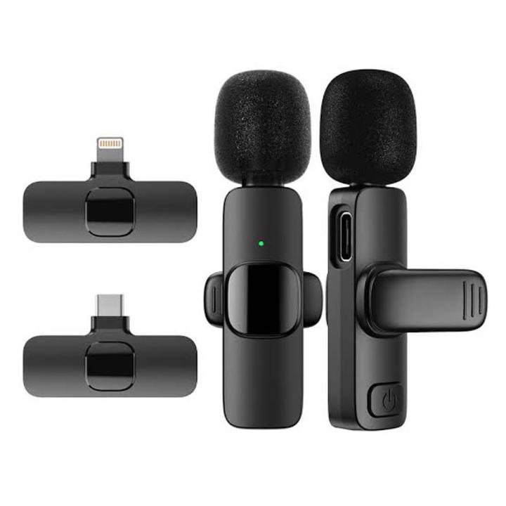 USB Type C to lightning port Dual Bluetooth Microphone K9 Wireless Lavalier Microphone Noise Reduction Outdoor Live Broadcast