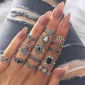 15 Pcs Different Trendy Finger Ring Set for Women - Ring For Girls. 
