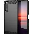 Sony Xperia 1 mark 3  Silicone Back Cover With Carbon Fiber Texture. 