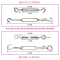 30 Turnbuckle M5 Wire Tensioner Set With Turnbuckle Wire Rope Clamp Thimbles Press Clamp For Tightening. 