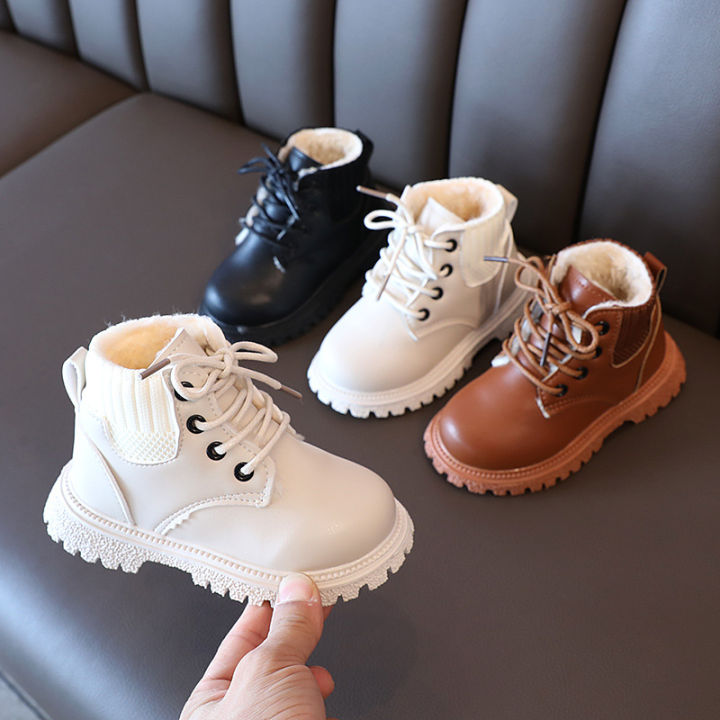 New winter style for kids martin boots with fleece cotton shoes boots