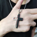 Black Traditional Cross Pendant - Silver Cross- Pendant For Men. 