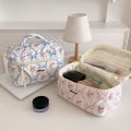 Cute Bow Floral Cosmetic Bag With Zipper Cosmetic Organizer Case Large For Women Luolong. 