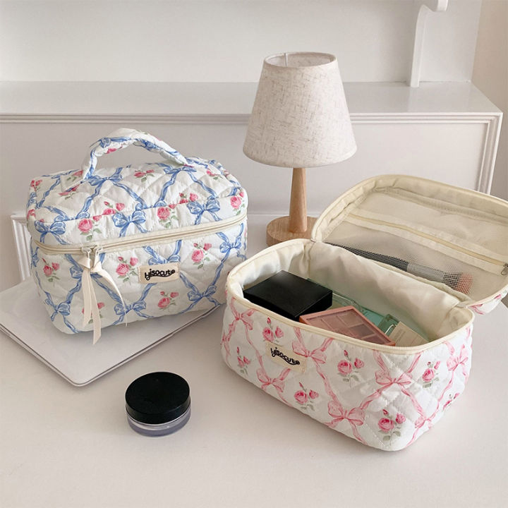 Cute%20Bow%20Floral%20Cosmetic%20Bag%20With%20Zipper%20Cosmetic%20Organizer%20Case%20Large%20For%20Women%20Luolong%20-%20Image%202