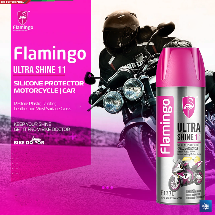 Flamingo Ultra Shine 11 Silicone Protector Spray for Motorbike/Car 450ml Long Lasting Instant Result 1 Piece
