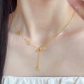New Vietnamese sand gold small waist necklace for women, light luxury, high-end, Chinese style gold gift for girlfriend.