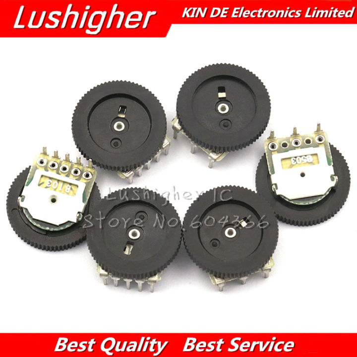 5pcs%20Double%20Gear%20tuning%20potentiometer%20B102%20B103%20B203%20B503%20B1K%20B10K%20B20K%20B50K%203Pin/5Pin%2016*2mm%20Dial%20Potentiometer%20-%20Image%202