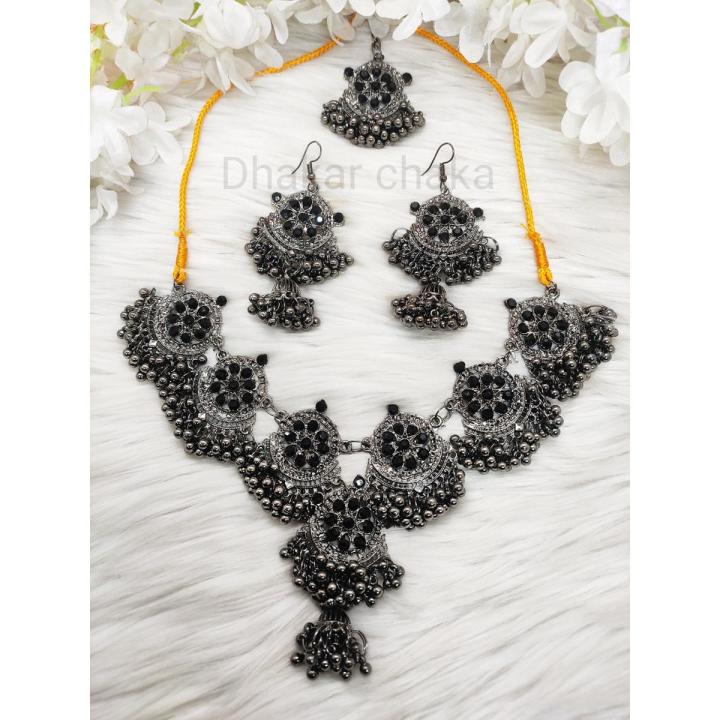 Silver Necklace and Tikli