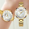 CURREN 9051 Golden Stainless Steel Analog Watch For Women - Golden & White. 