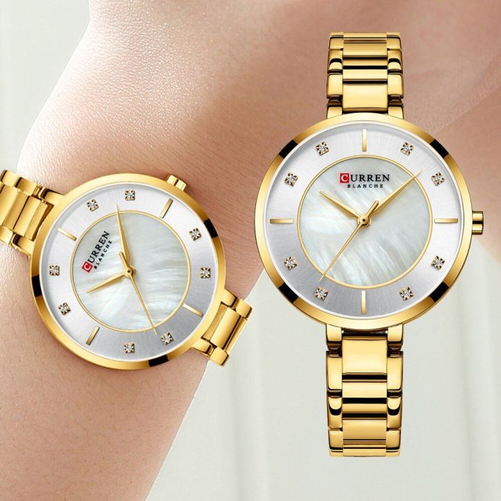 CURREN%209051%20Golden%20Stainless%20Steel%20Analog%20Watch%20For%20Women%20-%20Golden%20&%20White%20-%20Image%203