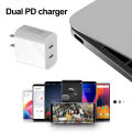 Dual PD 20W USB C Fast Charger AC 100-240V Type C Cable Power Adapter 50-60Hz Mobile Phone Charging Head for Huawei Xiaomi.