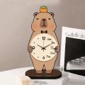 Cute Creative Capybara Table Clock Simple Animal Alarm Clock Wooden Silent Desktop Clocks Gift. 