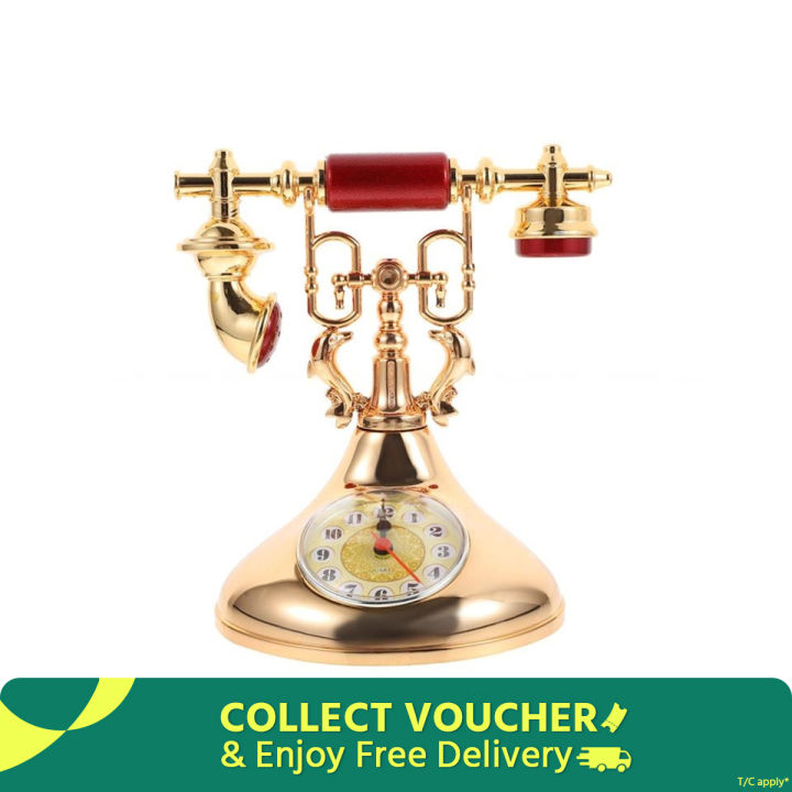 Retro Telephone Model Alarm Clock Creative Timekeeper Desktop Destop Rena'i for baby house bedside table decoration