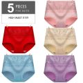 5PCS High Waist Women Panties Cotton Body Shaper Underwear Breathable Cute Briefs Lace Comfort Plus Size Female Lingerie. 