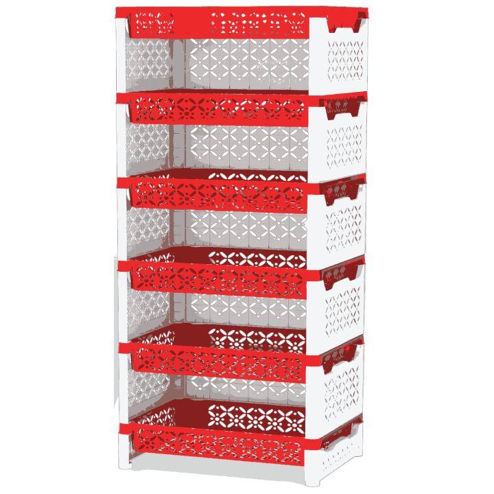 Akij Stacko-Rack-Fitfat-6 Steps - 3 Side-Red