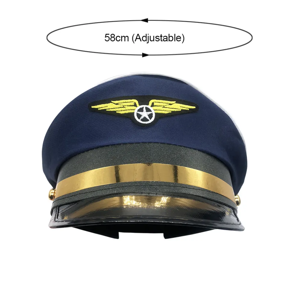 Aviation Cap Pilot Uniform Hat Work Airplane Men Military Captain