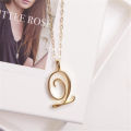 Women 26 Letters Necklace Tiny Swirl Initial Alphabet A-Z Word Cursive Chain Pendant. 