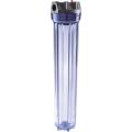 20" Clear housing set for water treatment.in-out: 1 inch. 
