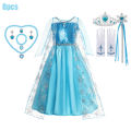 Disney Frozen Princess Elsa Costume For Girl 2024 Carnival Party Snow Queen Luxury Cosplay Birthday Party Ball Gown Outfit Dress. 