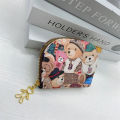 Little Bear Short Half Circle Wallet Card Bag Multi Functional Zero Wallet Female Card Holder Zipper Wallet. 