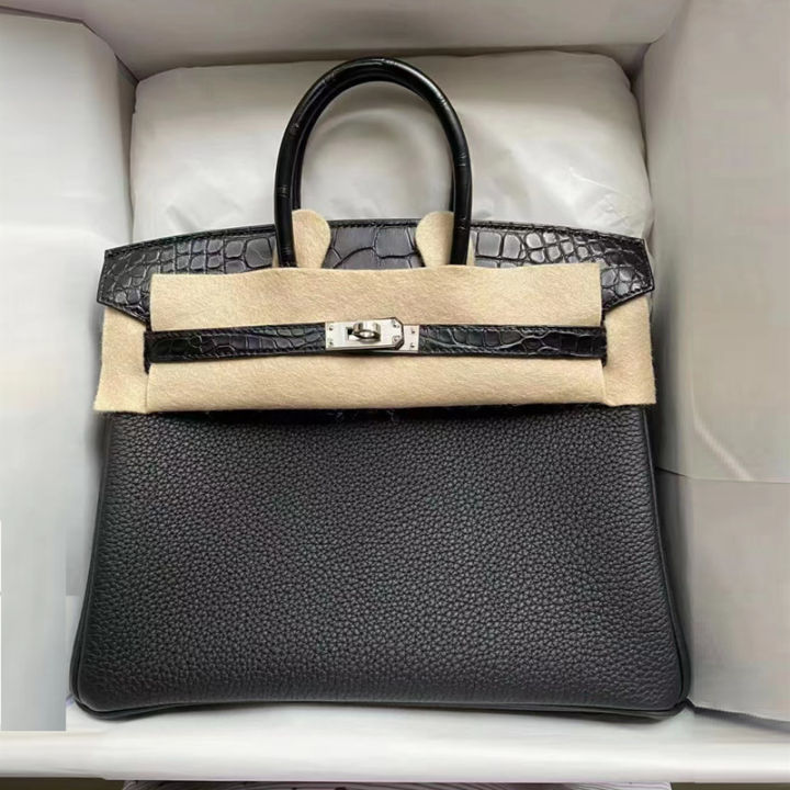 The first layer of cowhide platinum bag, touch crocodile skin, togo calfskin women's bag, genuine leather large-capacity handbag