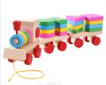 Montessori Toys Wooden Stacking Shape Geometry Blocks Wooden Train Vehicle Set Combination Educational Toys for Kids. 