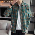 Men Flannel Plaid Shirt Long Sleeve Loose Hip Hop Street Mens Casual Shirts Pocket Male Soft Dress Shirt Plus Size Dropshipping.