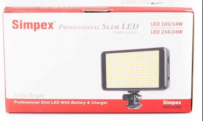 Simpex%20Professional%20Slim%20LED%20270%20Video%20Light%20Dual%20Colour%20White/Warm%20White%20with%20Battery%20Charger%20-%20Image%202