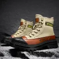 【selevn roind】 Shoes for Men Outdoor Male Booties 2023 Canvas Boots Toe Cap Anti-collision Shoes Winter Cotton Ankle Boots Fashion New. 