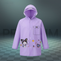 Fairy Printed Purple Children's Raincoat with Zipper & Button System – Girls & Boys | Kindergarten, Preschool & Elementary School | Backpack-Friendly Waterproof Raincoat for Kids. 