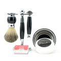 6pcs/kit Men Shaving Brush Holder Safety Razor Soap Bowl Set Metal Spray Paint Blue/Wooden/Ivory Barber Classic Grooming Gift.