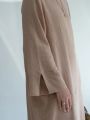 Dubai Causal Comfortable Abaya For Women 100% Cotton Saudi Turkish Clothing Solid Fashion Split Sleeve Muslim Dress With Pockets.