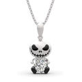 Fashion New Cartoon Devil Smile Heart Necklace Gothic Style Blue Crystal Heart Alloy Necklace.