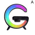 New G-Shape Wireless Charging Light Up Speaker LED Wireless Table Speaker Color Changing Alarm Clock Charger Stand Bedside Light (Charging only For Iphone). 