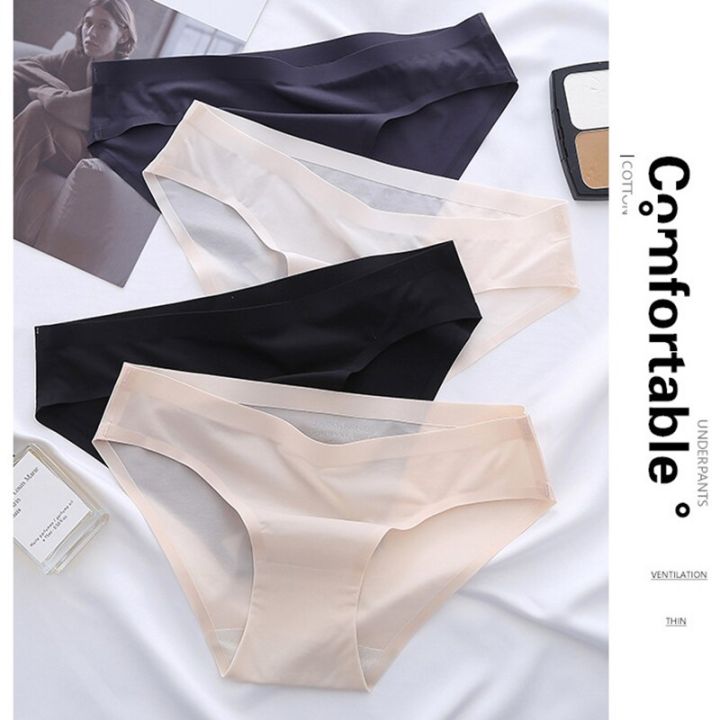 Women Seamless Panties 3pcs/Set Briefs For Women Soild Female Underwear Satin Bikini Lingerie Underpants For Woman Panty
