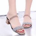Korean Sandals for Women Summer Women's High-Heel Sandals Rhinestone Sequins Slippers Casual Beach Shoes Wedge Sandals female shoes women shoes.