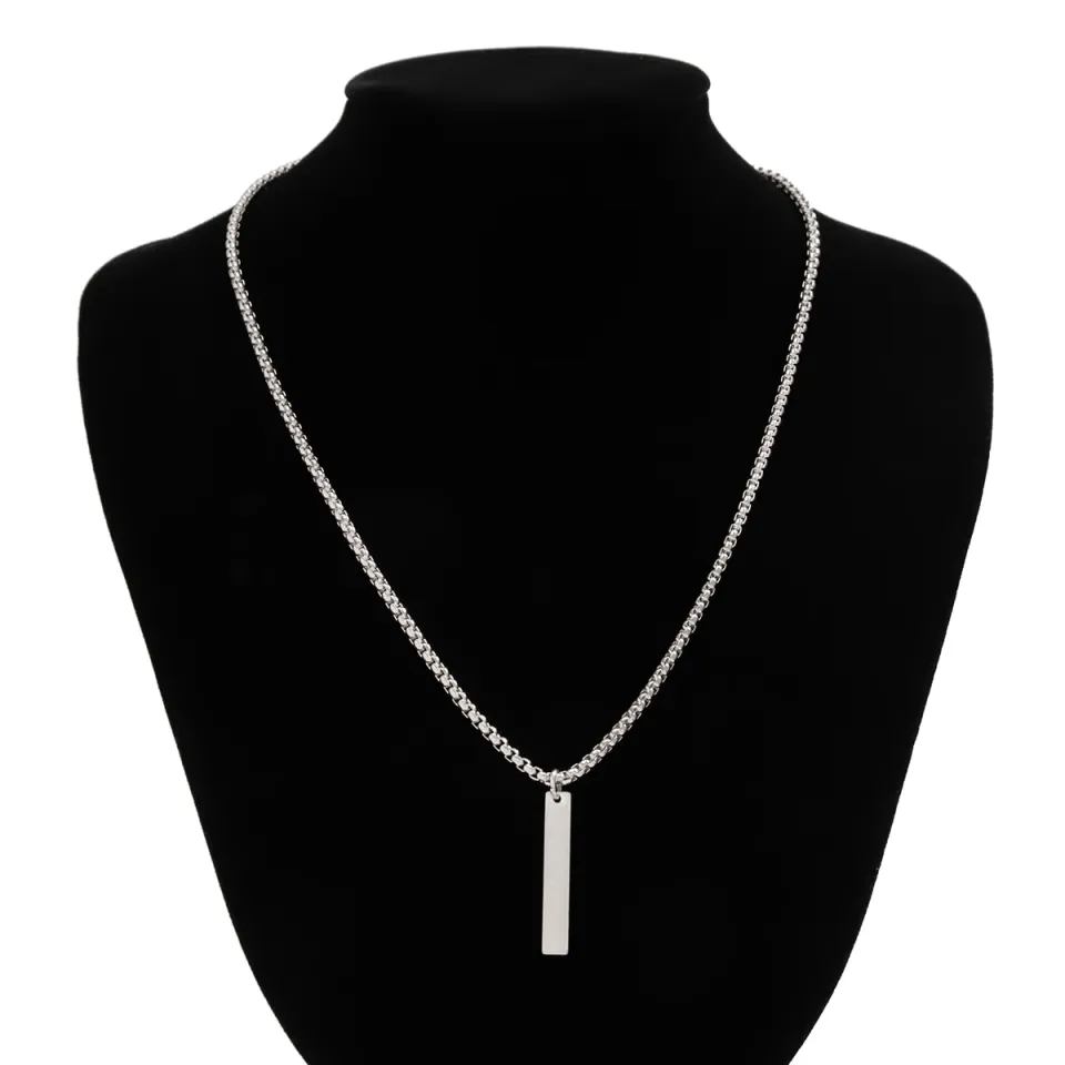 KunJoe Minimalist Geometric Stick Pendant Necklace for Men Box - Main Image