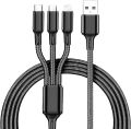 Fast Charging 3-in-1 Metal Data Cable - Micro, Type-C, and Apple Compatible. 