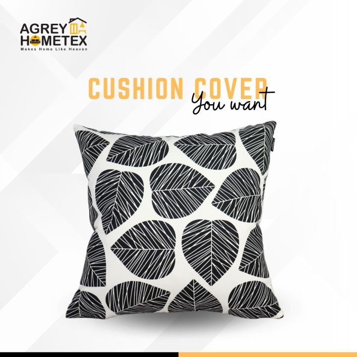 Cotton Cushion Cover, Black & White, (20"x20"), Only Cover, 1 Pcs